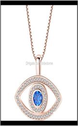 Pendants Jewelry Drop Delivery 2021 Luxury Blue Cubic Zirconia Evil Eye Necklace For Women Plated Sier Gold Crystal Rhinestone P4212992