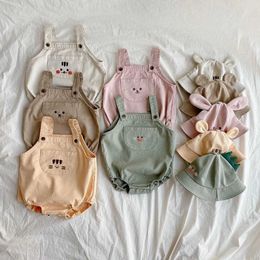 Rompers Baby Boy Cute Cartoon Squirrel Coat Fashionable Soft Baby Bear Cotton Sleeveless Tight Fit Lace HatL2405