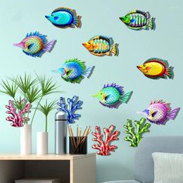 Party Decoration Colorful Metal Coral Wall Art Wrought Iron Sea Plants Sculpture Statues Garden Hanging Ornament Balcony Decor