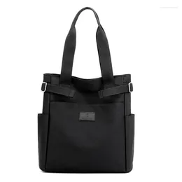 Shoulder Bags Casual Tote For Women's 2024 Fashion Nylon Bag Solid Colour Waterproof Shopping Soft Zipper Black Travel Handbag Sac