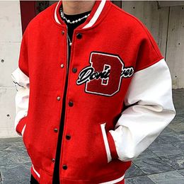 Letter Flocking Embroidered Jacket Men Y2k Street Hip Hop Baseball Uniform Coat Harajuku Punk Loose Jacket Streetwear Women 240511