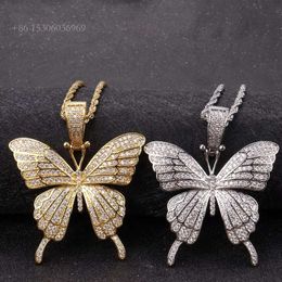 Iced Out Jewellery Sterling Sier Customised VVS Moissanite Hip Hop Butterfly Pendant Necklace