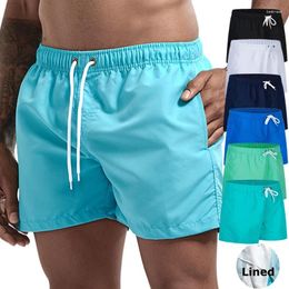 Men's Shorts Summer Casual Beach Board For Men Quick Dry Swim Trunks With Pocket Mesh Liner Solid Colour Bathing Suit Swimsuit Swimwear