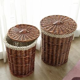 Laundry Bags Storage Basket Dirty Clothes Rattan Weaving With Lid Miscellaneous Stor