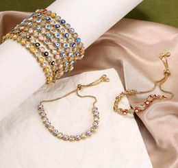 Blue Evil Eye Crystal Charm Muslim Bracelets for Women Fashion Jewellery 7 Turkish Bracelet Gold Colour Plated Never Faded3757333