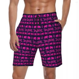 Men's Shorts Ethnic Elephant Board Summer Animal Print Casual Beach Males Running Fast Dry Printed Swimming Trunks