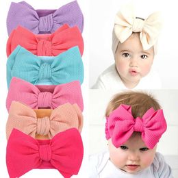 Hair Accessories Handmade Newborn Fashion Turbo Headband for Baby Girls with Solid Bow and Elastic Nylon d240513