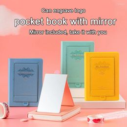 (Can Engrave Logo) A7 Girls' Daily Planner Built-in Mirror Handbook Work Memo Weekly Student Notepad Study