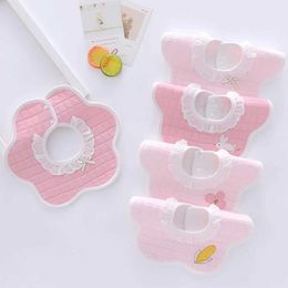 Bibs Burp Cloths Baby girl bib waterproof 360 degree rotating neck lace princess baby food Burp clothing newborn accessories d240513