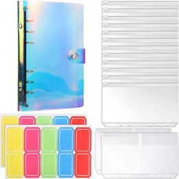 Gift Wrap 14 Pieces 6 Holes Binder Zipper Folders Refillable PVC Notebook Cover A6 Pocket For Management Documents Cards