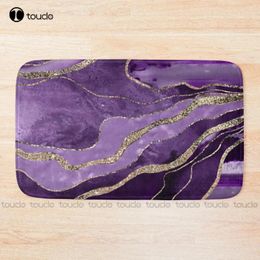 Bath Mats Purple Marble Agate Gold Glitter Glam #1 (Faux Glitter) #Decor #Art Mat Soft Rug