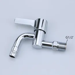 Bathroom Sink Faucets 1PC G1/2&#39; Outdoor Bibcock 304 Stainless Steel Garden Faucet Wall Mounted Chrome Washing Machine Tap