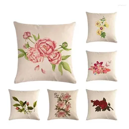 Pillow 45x45cm Vintage Style Decorative Throw Cover Case Flowers Cotton Linen Retro For Sofa Home Decor ZY605