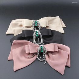 Hair Clips Luxury Satin Bow Rhinestones Exaggerated Long Tassel Hairpins Ladies Prom Gifts Party Travel Accessories 030