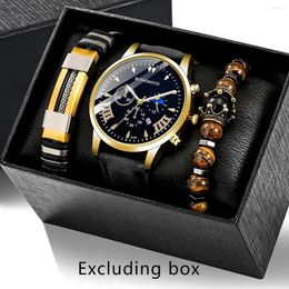 Wristwatches 3Pcs Men Sport Watch Luxury Stainless Steel Quartz Wristwatch Man Business Casual Leather Bracelet Male Luminous Clock Watches