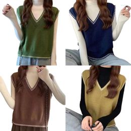 Women's Vests Fall Winter Sweater Vest Waistcoat Sleeveless Knit Pullover Women Girls