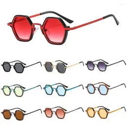 Sunglasses UV400 Protection Small Polygonal Retro Unisex Y2K Metal Frame Sun Glasses Hip Hop Punk Shades For Women & Men