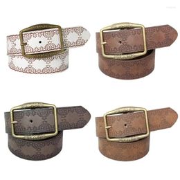 Belts Antique Buckle Waist Belt Vintage Engraved PU Leather For Woman Jeans Dress Dropship