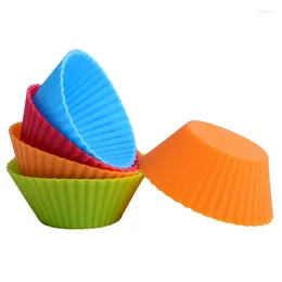 Disposable Dinnerware 10pcs Silicone Cake Mold Round Shaped DIY Decorating Tools Muffin Cupcake Baking Molds Kitchen Cooking Bakeware Maker