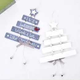 Party Decoration Christmas Tree Pendant Bell Charms 2 Styles Wooden Ornament Letter