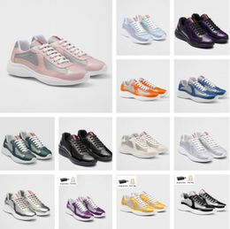 2024S/S Men America Cup Runner Sport Shoes Patent Leather Bike Fabric Sneakers Technical Mesh Light Flexible Rubber Sole Comfort Discount Cheaper Trainer EU38-46