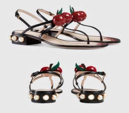 Sandals Brand Cherry Women Luxury Thong Peals Bead Summer Shoes Woman Sweet Ladies Sandal Fashion Designers 2022Sandals7165405