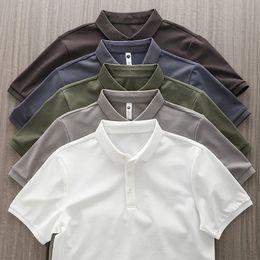 Dukeen Solid Color Polo Shirts for Men Short-Sleeved Golf Wear Summer Korea Style Plain T-Shirts Mens Clothing White Blouse 240513