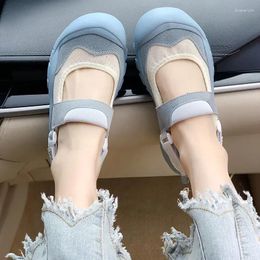 Casual Shoes 2024 Summer Women's Style Retro Colour Matching Flat Comfortable Sandals Daily Versatile Fashion Round Toe