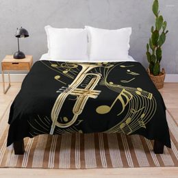 Blankets Trumpet And Music Note Art Throw Blanket Soft Plush Plaid