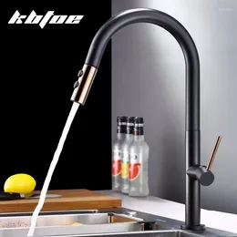 Kitchen Faucets Modern Faucet Pull Out 2 Mode Outlet Water Spray Deck Mounted And Cold Sink Mixer Tap 360 Rotation Brass