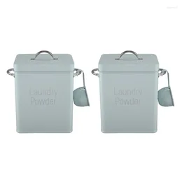 Liquid Soap Dispenser GTBL 2X 5L Beautiful Powder Laundry Boxes Storage With Scoop Green