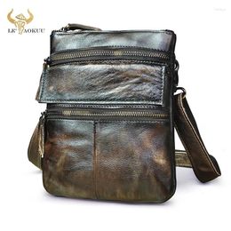 Bag Soft Natural Leather Male Vintage Coffee School Messenger Design Satchel Book Cross-body Shoulder 8" Tablet Case Men 302