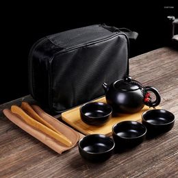 Teaware Sets Travel Tea Set Portable Bag Fast Guest Kungfu Ceramics One Pot Four Cups Of Office Business Gifts