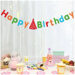 Party Decoration Many Colours Kids Happy Birthday Banner Pennant Garland Hanging Letters Props Baby Anniversary Supplies