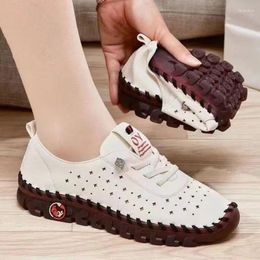Casual Shoes Women Sneakers Pu Leather Platform Loafers Lace Up Comfort Flats Slip-On Mom Plus Size Zapatos De Mujer