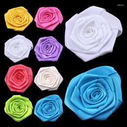 Decorative Flowers 200pcs/lot 2.4" Satin Ribbon Rose Artificial Flower For Dress Fabric Wedding Decoration Bouquet
