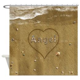 Shower Curtains Spell Out Angels With A Bunch Of Colourful Pebbles Beach Love Shell Sea Water Scree Cool Curtain Hooks