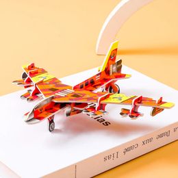 3D Paper Puzzle Kindergarten DIY Handmade Aeroplane Model Childrens Early Childhood Education Montessori Games 240510