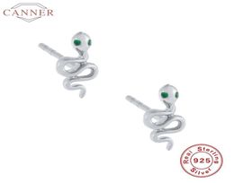 Sterling Silver Stud Earrings For Women Green Zircon Earring Luxury Serpent Earings Ear Ring Jewelry Pendientes Hoop & Huggie4958282