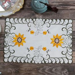 Table Mats Modern Sun Flower Embroidery Place Mat Cloth Wedding Christmas Dining Placemat Kitchen Decoration And Accessories