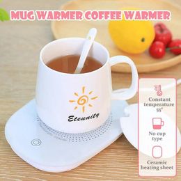 Cups Saucers Home Office Coffee Cup Warmer Electric Heating Placemat Winter Plate For Tea Water Milk Birthday Christmas Gift