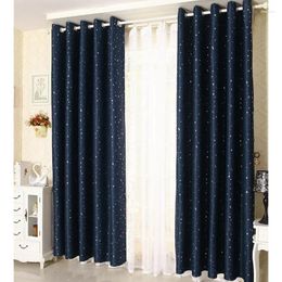 Curtain Hair Silver Navy Stars High Blackout Curtains Stamping Physical Black Silk Fabric Bedroom Full Cloth