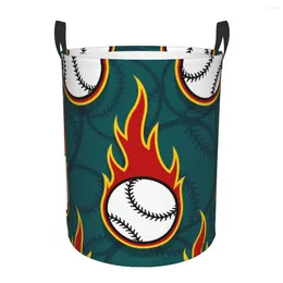 Laundry Bags Waterproof Storage Bag Fire Baseball Ball Household Dirty Basket Folding Bucket Clothes Toys Organiser
