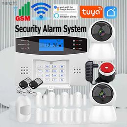 Alarm systems 433MHz Wireless Tuya WiFi GSM Home Safety Alarm System Application Control Alexa LCD Screen Smart Home Burglar Host Wired Sensor WX