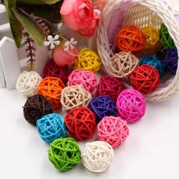 Decorative Flowers 10Pcs/lot 3cm Artificial Straw Ball For Wedding Party Decoration Rattan Decor Home Ornament Supplies