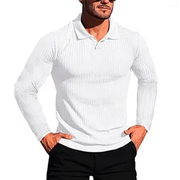 Men's T Shirts Cotton Long Sleeve Shirt Mens T-shirt High Quality Slim Fit Lapel Autumn Winter Male Bottoming Top Tees