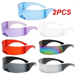 Outdoor Eyewear 2PCS Funny Futuristic Wrap Around Monob Costume Sunglasses Mask Novelty Glasses Halloween Party Supplies