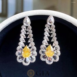 Dangle Earrings MQ2024 Fine Jewellery 18K Gold 1.02ct And 1.01ct Yellow Diamonds Gemstones Female Drop For Women