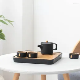 Tea Trays Minimalist Bamboo Table Tray Japanese Creative Drainage Water Storage Wood Kitchen Accessories