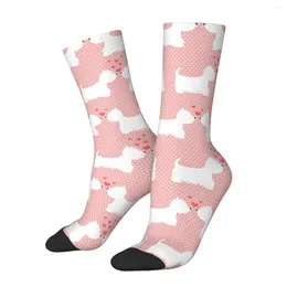 Men's Socks Male Men Hip Hop Pink Westie West Highland Terrier Sock Polyester Dog Graphic Women's Spring Summer Autumn Winter